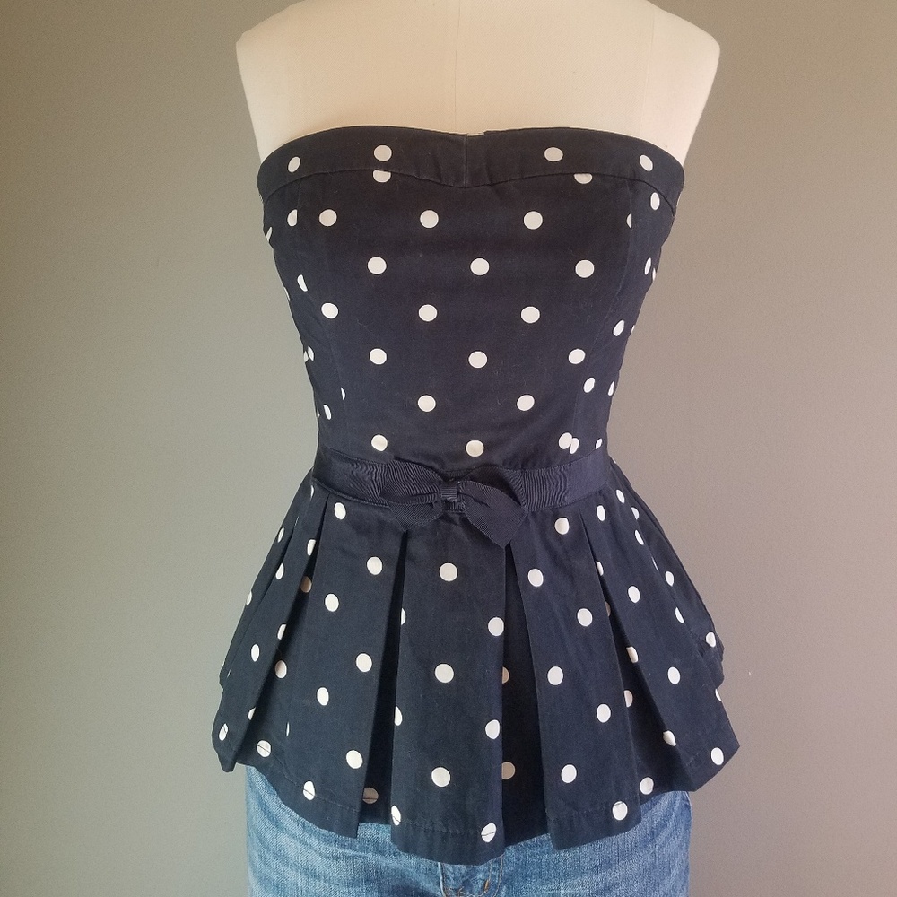 Abercrombie and Fitch Polka Dot Peplum Top